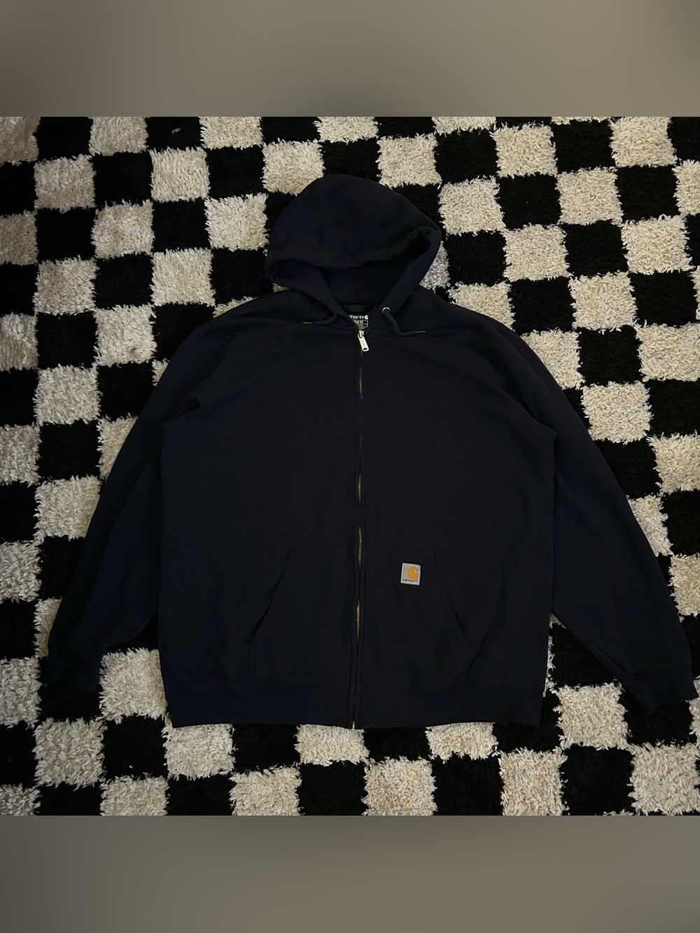 Carhartt Men’s Navy Fleece Full Zip Hooded Hoodie Sweatshirt Heavyweight Size XL